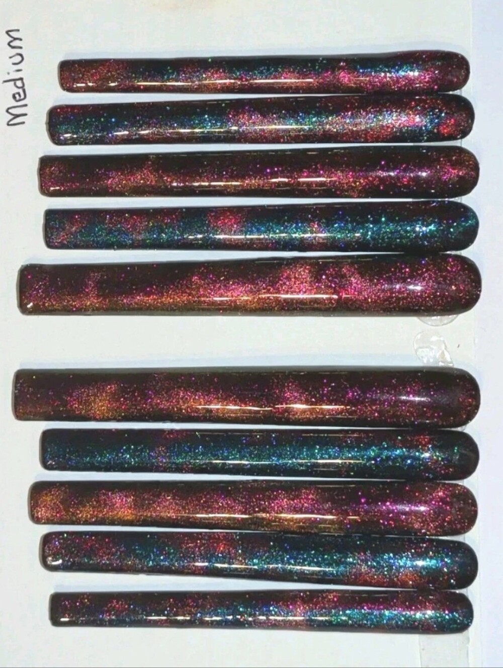 Hand crafted custom Square Cateye 10pc 6xl acrylic press on nails sz Medium - Picture 9 of 17